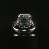 14k White Gold 2.95ct Natural Emerald and Diamond Halo Ring Size 7