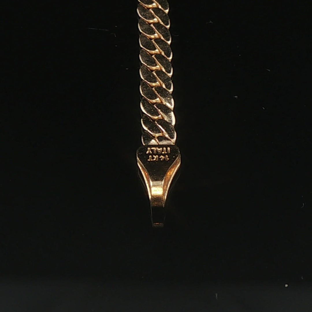 14k Yellow Gold and 1.50cttw Diamond Pendant Herringbone Link Necklace Italy 18"