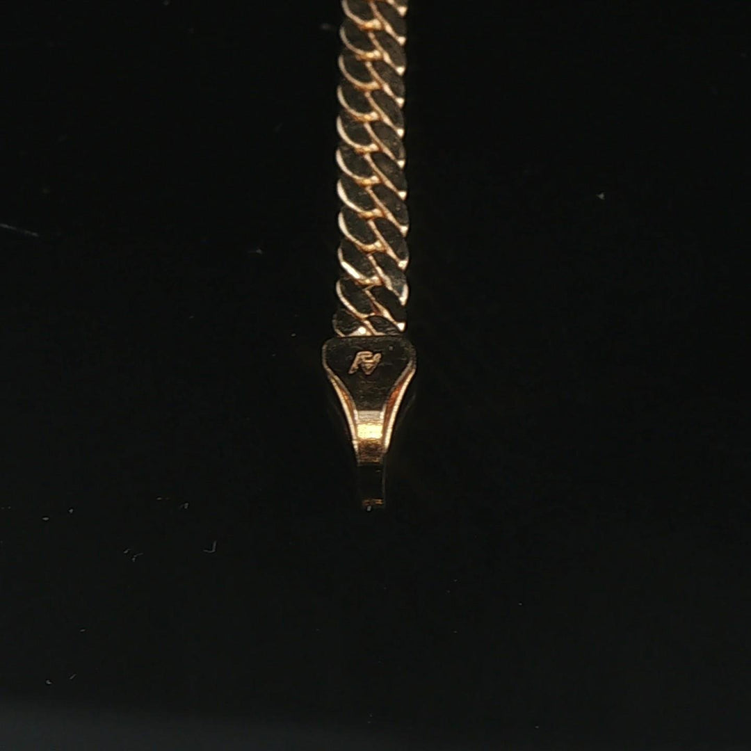 14k Yellow Gold and 1.50cttw Diamond Pendant Herringbone Link Necklace Italy 18"