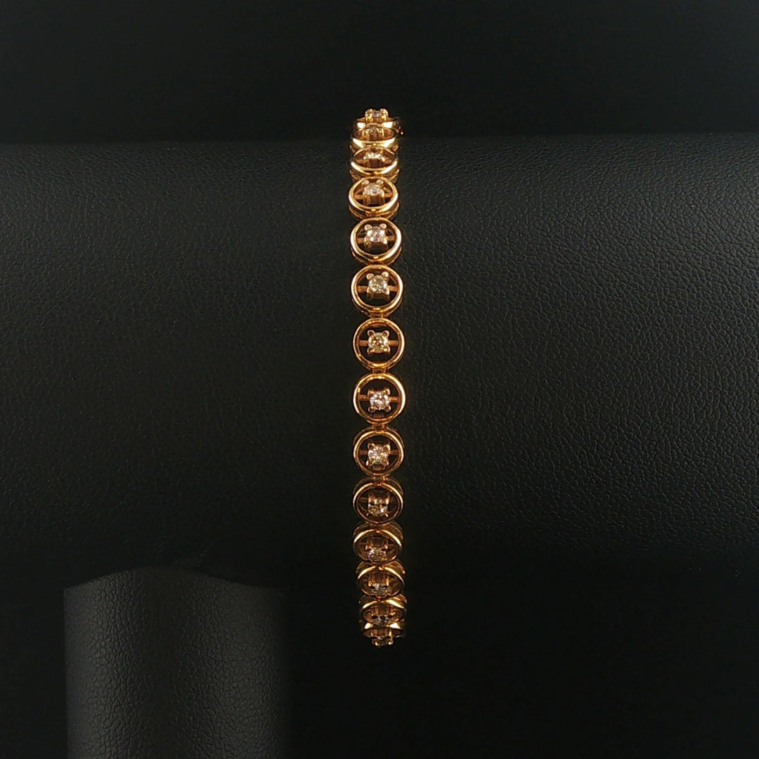 14k Yellow Gold and 0.50cttw Diamond Vintage Circle Link Bracelet 6.75"