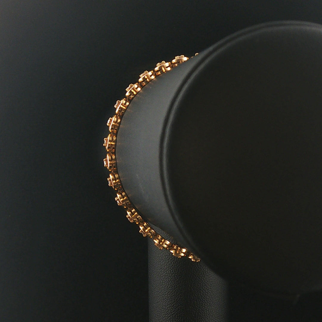 14k Yellow Gold and 0.50cttw Diamond Vintage Circle Link Bracelet 6.75"