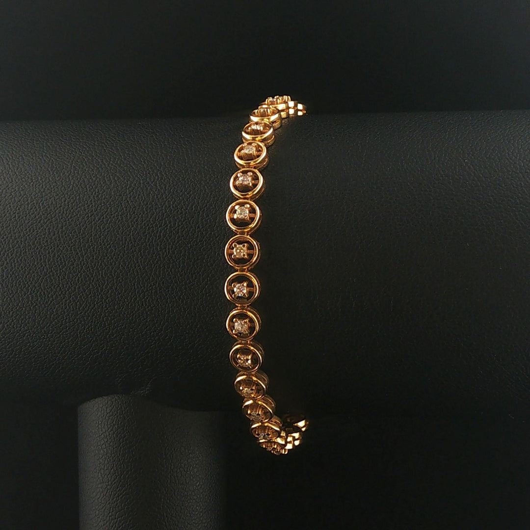 14k Yellow Gold and 0.50cttw Diamond Vintage Circle Link Bracelet 6.75"