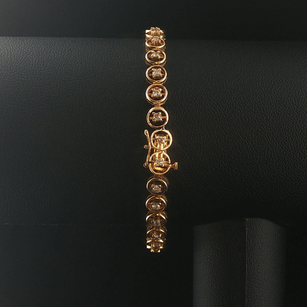 14k Yellow Gold and 0.50cttw Diamond Vintage Circle Link Bracelet 6.75"