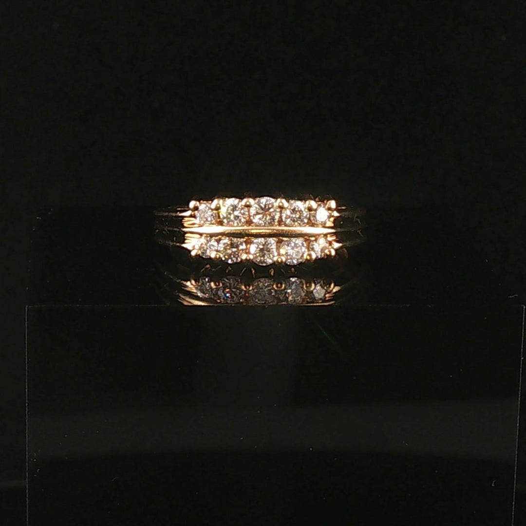 14k Yellow Gold 0.50cttw Diamond Two Row Band Ring Size 5.5