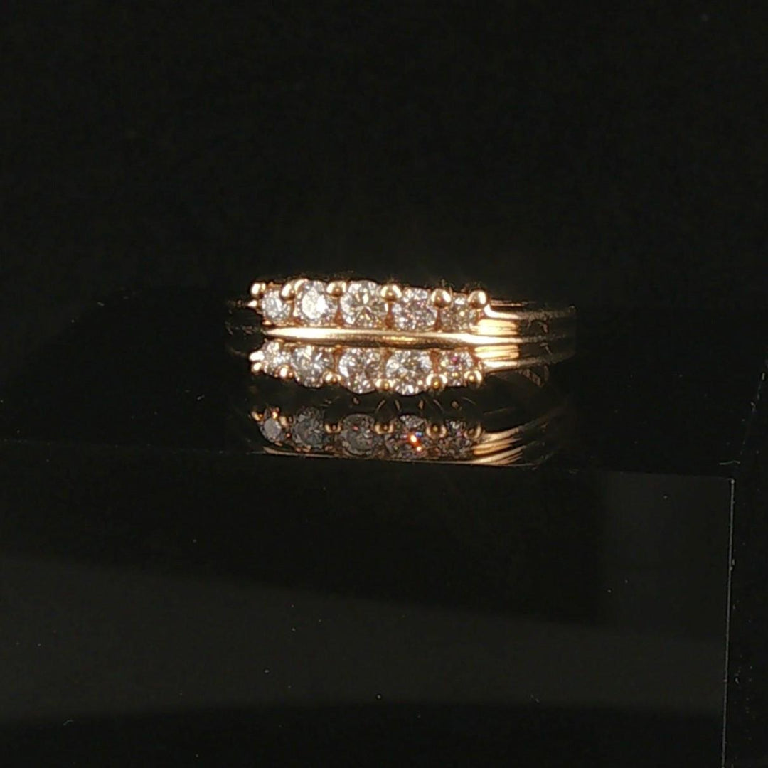 14k Yellow Gold 0.50cttw Diamond Two Row Band Ring Size 5.5