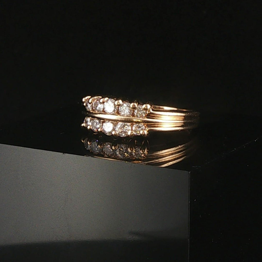 14k Yellow Gold 0.50cttw Diamond Two Row Band Ring Size 5.5