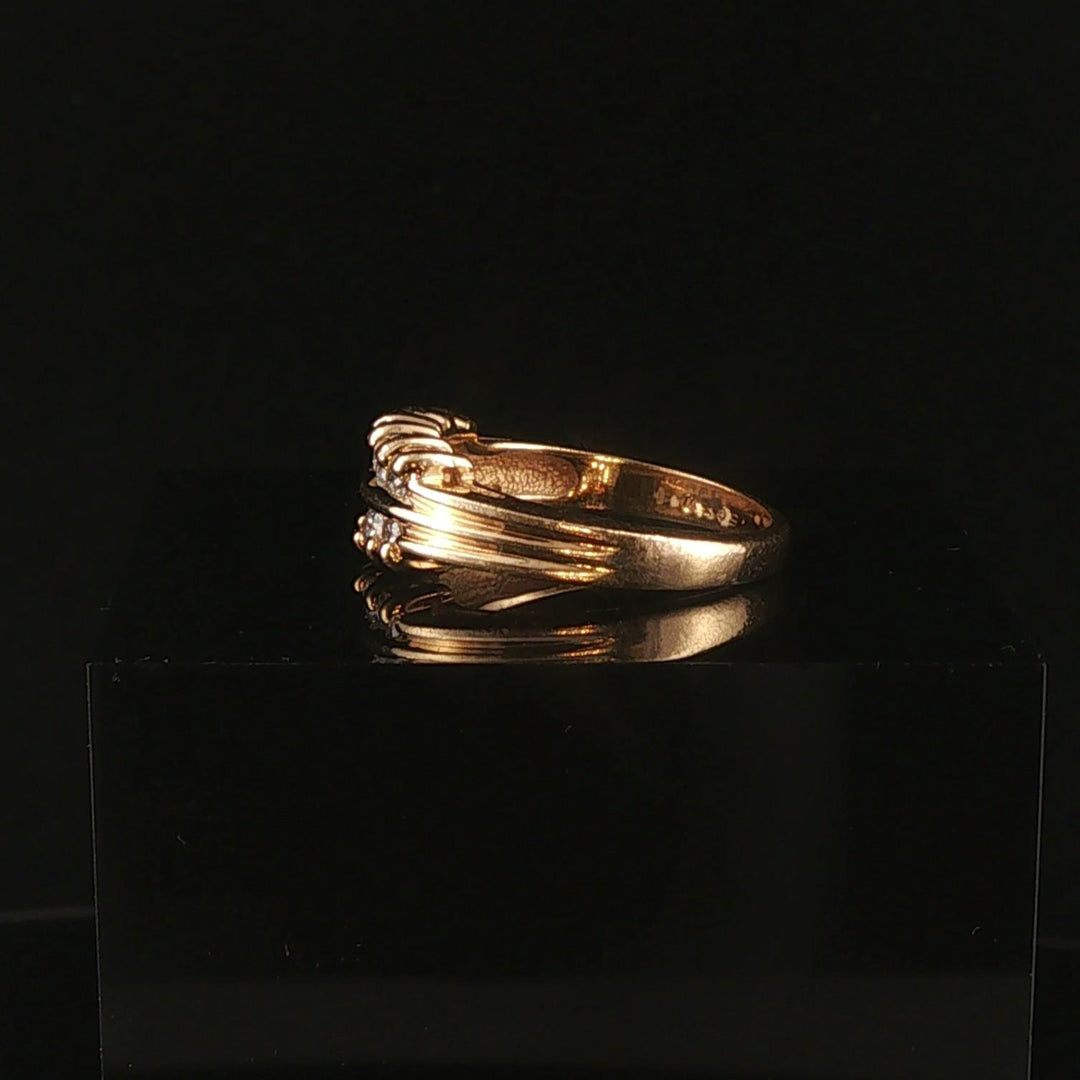 14k Yellow Gold 0.50cttw Diamond Two Row Band Ring Size 5.5