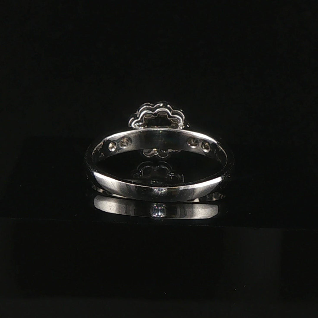 14k White Gold Blue Sapphire and Diamond Vintage Ring Size 7
