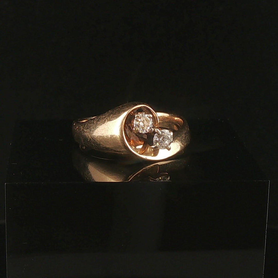 14k Yellow Gold 0.30cttw Two Diamond Fancy Ring Size 7.5