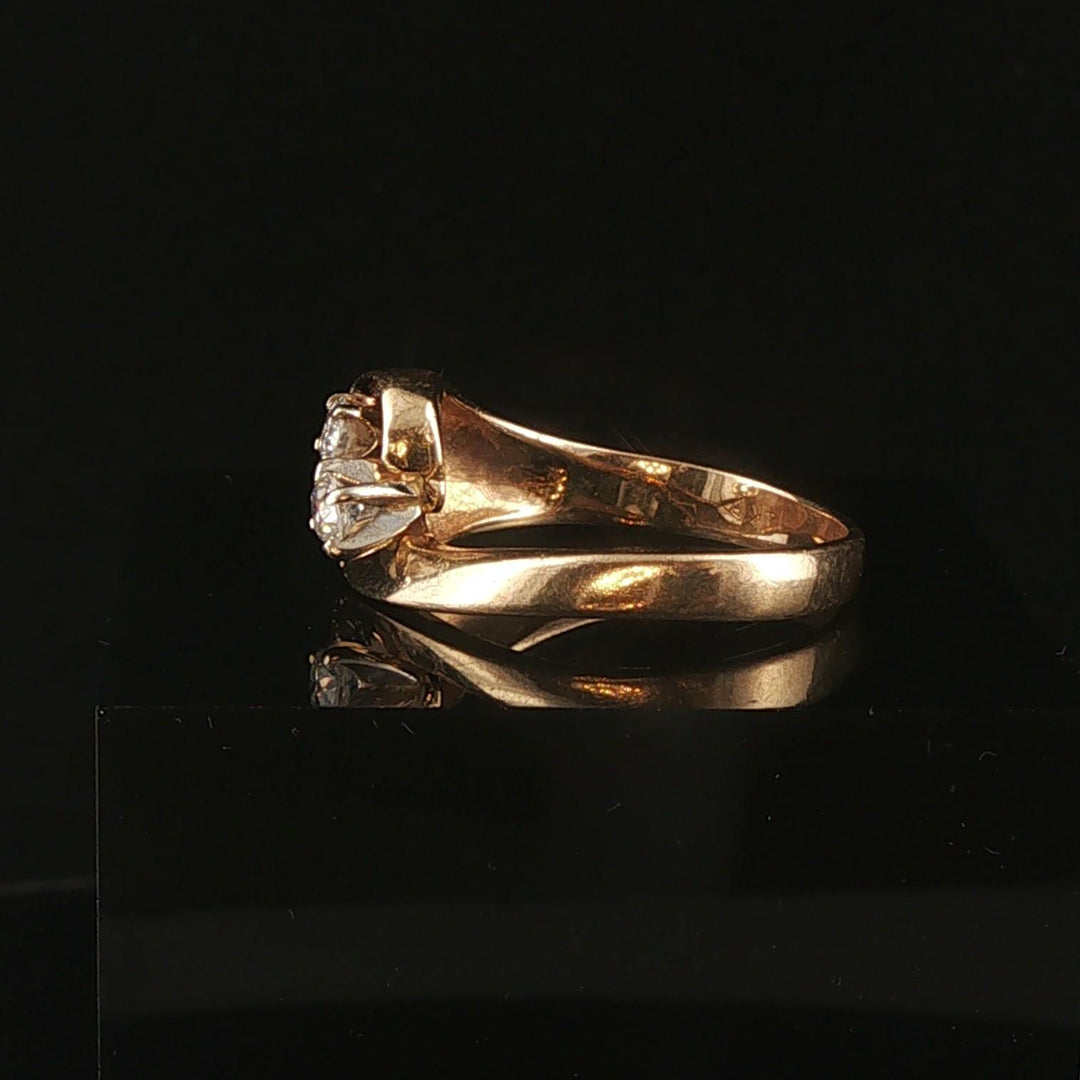 14k Yellow Gold 0.30cttw Two Diamond Fancy Ring Size 7.5