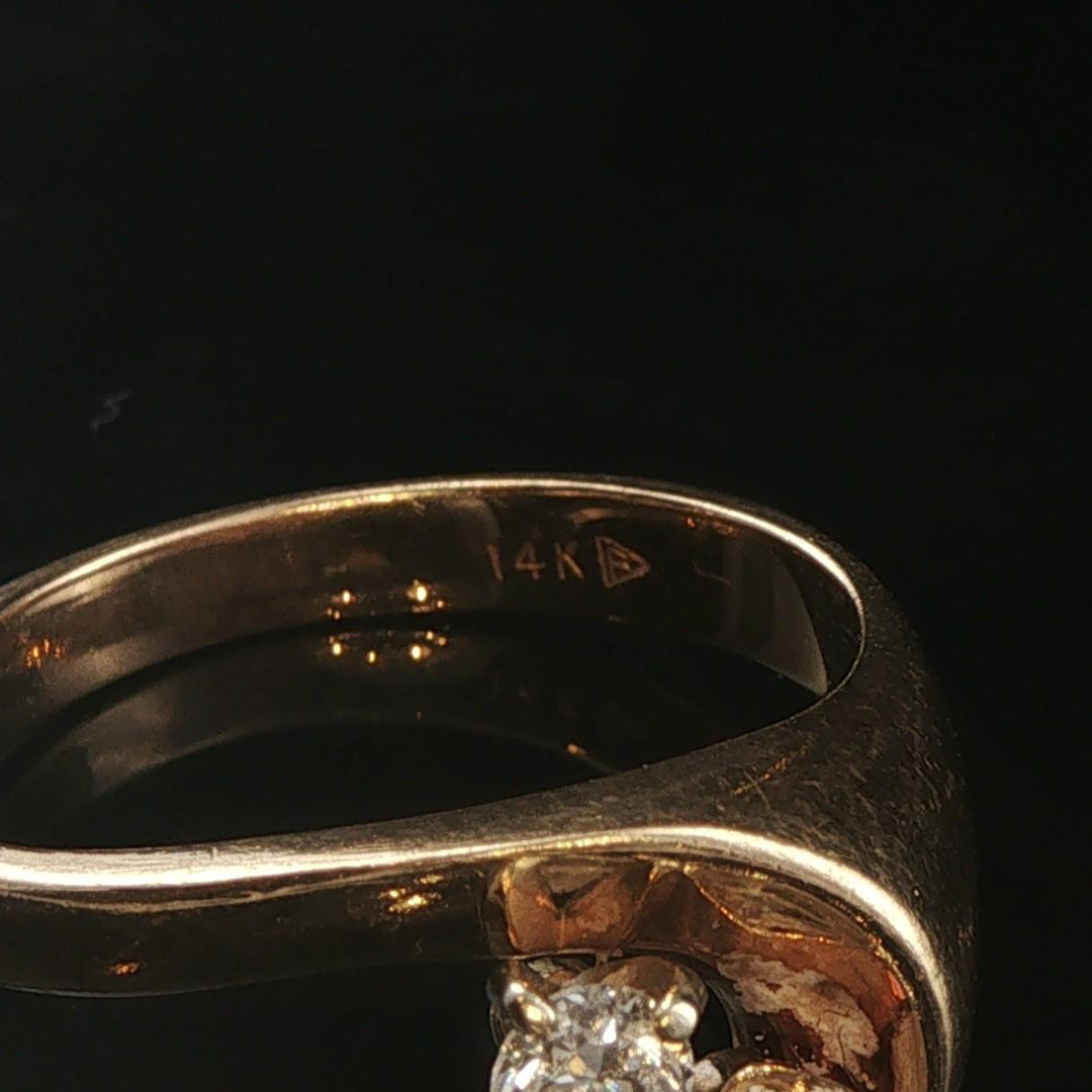 14k Yellow Gold 0.30cttw Two Diamond Fancy Ring Size 7.5