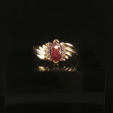 14k Yellow Gold Ruby and Diamond Vintage Band Ring Size 9.5