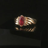 14k Yellow Gold Ruby and Diamond Vintage Band Ring Size 9.5