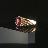 14k Yellow Gold Ruby and Diamond Vintage Band Ring Size 9.5