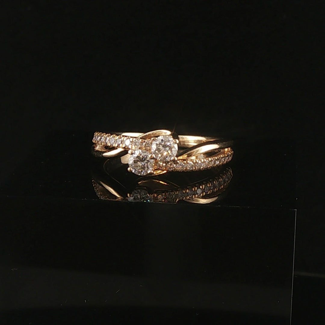 14k Yellow Gold 0.50cttw Diamond Bypass Band Ring Size 6.75