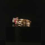 14k Yellow Gold 0.85ct Heart Cut Diamond and Ruby Ring Size 5.25