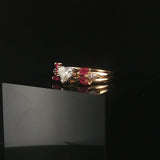 14k Yellow Gold 0.85ct Heart Cut Diamond and Ruby Ring Size 5.25