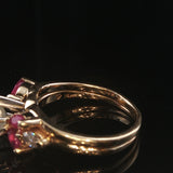 14k Yellow Gold 0.85ct Heart Cut Diamond and Ruby Ring Size 5.25