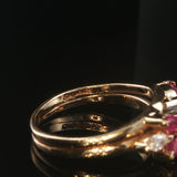 14k Yellow Gold 0.85ct Heart Cut Diamond and Ruby Ring Size 5.25
