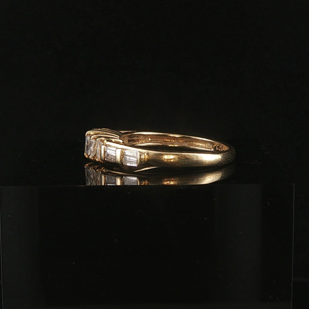 14k Yellow Gold and 0.35cttw Marquise and Baguette Diamond Ring Size 7
