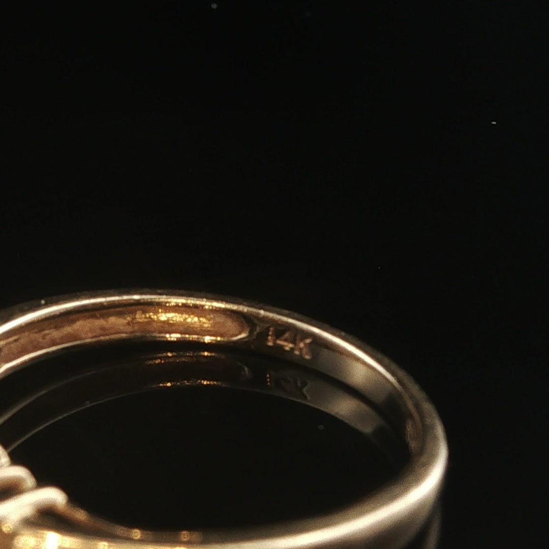 14k Yellow Gold and 0.35cttw Marquise and Baguette Diamond Ring Size 7