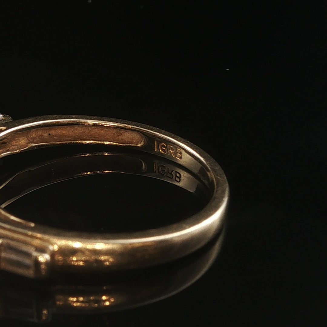 14k Yellow Gold and 0.35cttw Marquise and Baguette Diamond Ring Size 7