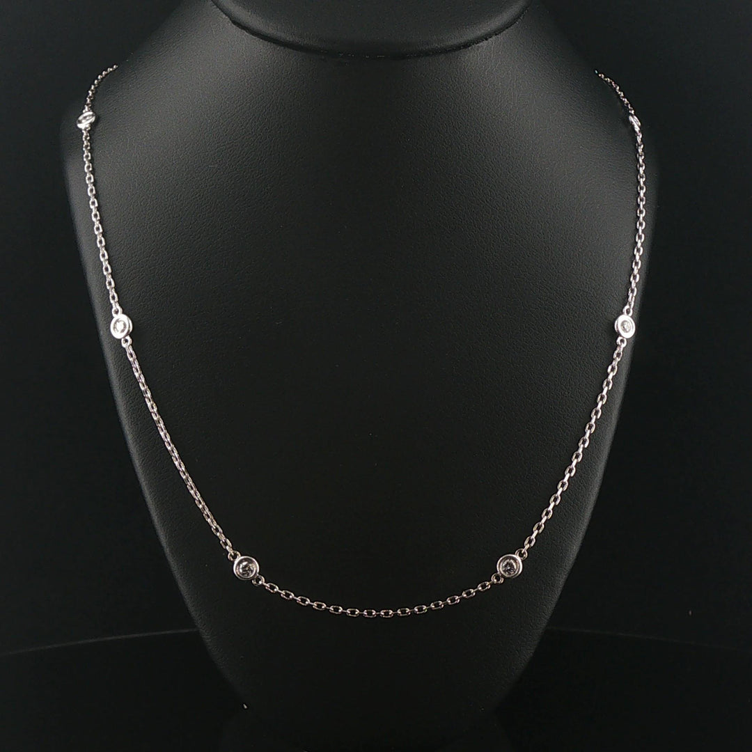 14k White Gold and 0.50cttw Diamonds by the Yard Necklace 24"