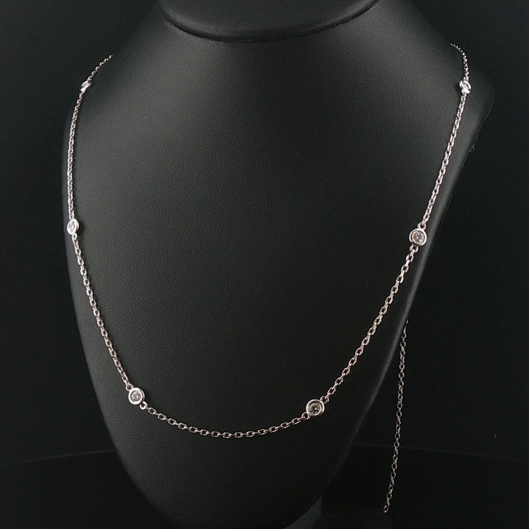 14k White Gold and 0.50cttw Diamonds by the Yard Necklace 24"