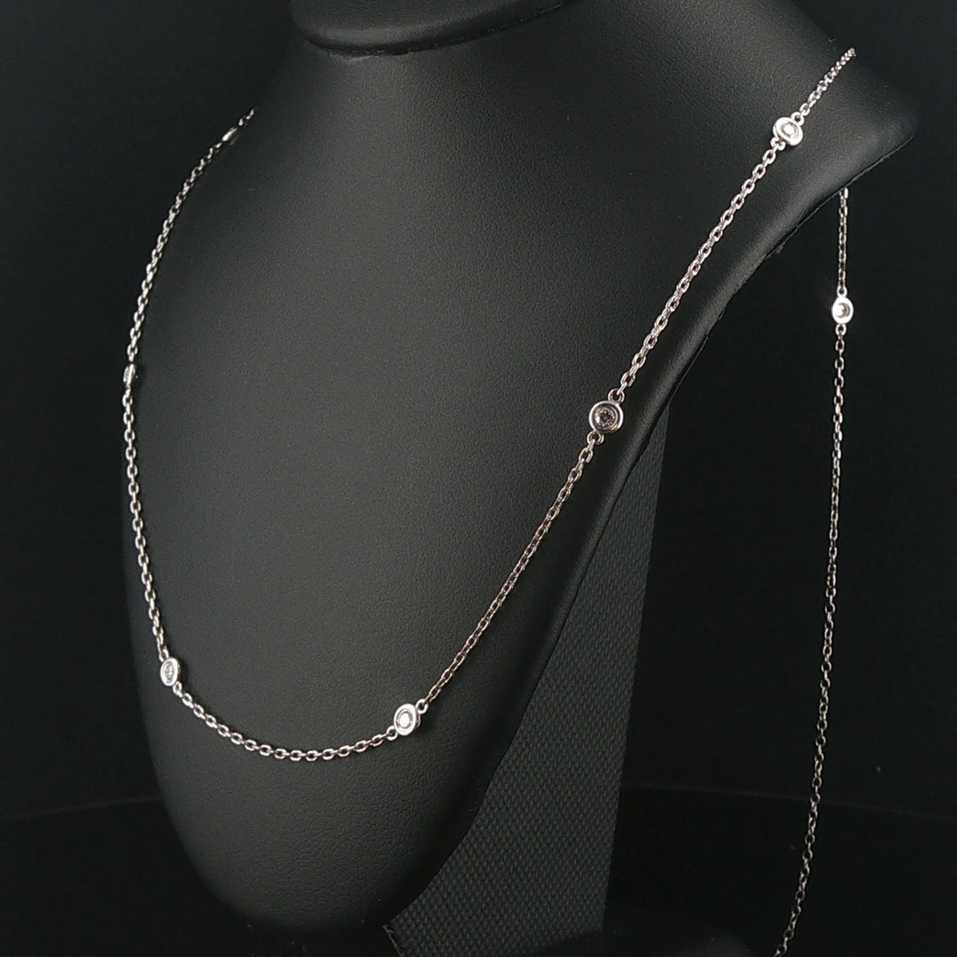 14k White Gold and 0.50cttw Diamonds by the Yard Necklace 24"