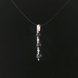 14k White Gold Blue Sapphire and Diamond Stick Pendant 1"