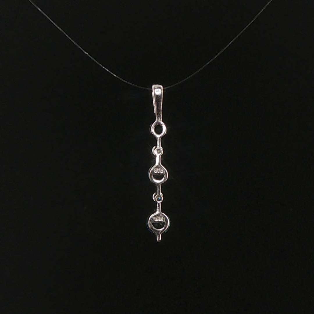 14k White Gold Blue Sapphire and Diamond Stick Pendant 1"