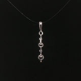 14k White Gold Blue Sapphire and Diamond Stick Pendant 1"