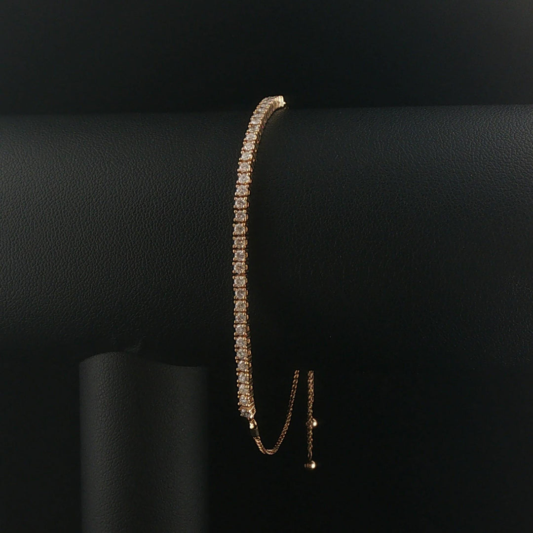14k Yellow Gold and 1cttw Diamond Adjustable Bolo Tennis Bracelet