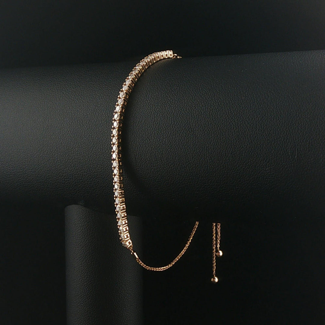 14k Yellow Gold and 1cttw Diamond Adjustable Bolo Tennis Bracelet