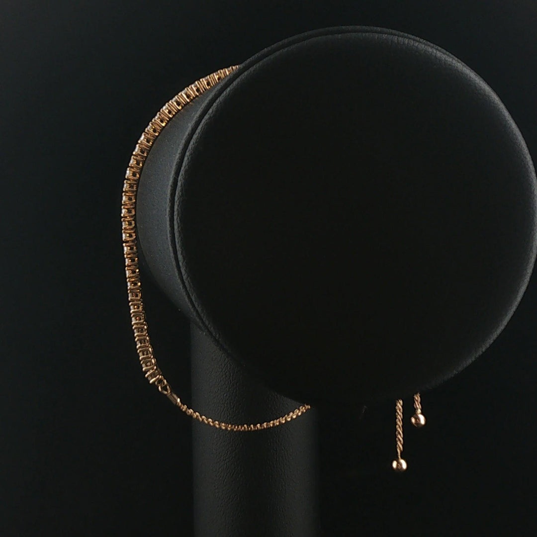 14k Yellow Gold and 1cttw Diamond Adjustable Bolo Tennis Bracelet