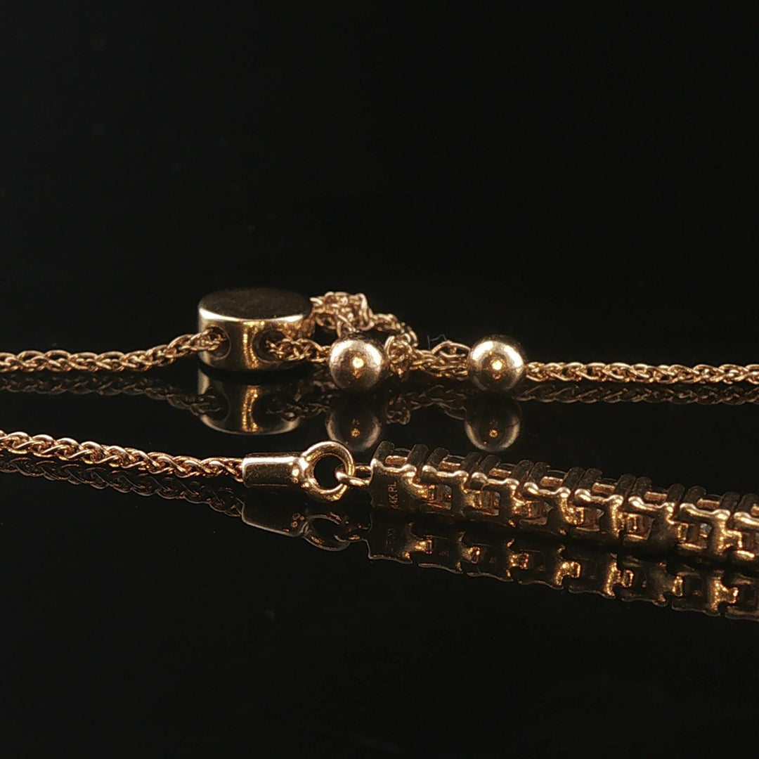14k Yellow Gold and 1cttw Diamond Adjustable Bolo Tennis Bracelet