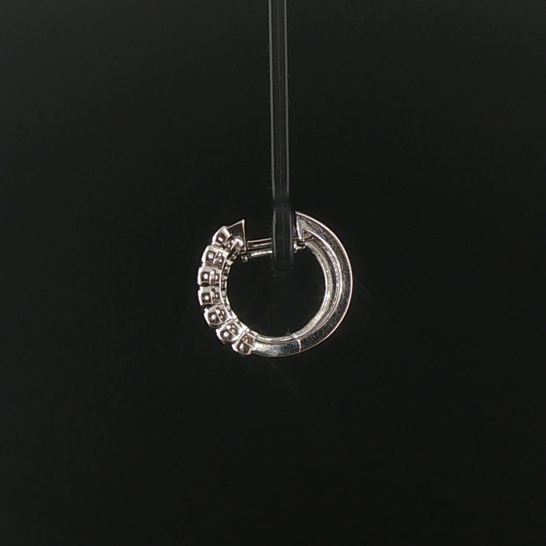 14k White Gold and 0.30cttw Bezel Set Diamonds Huggie Earrings