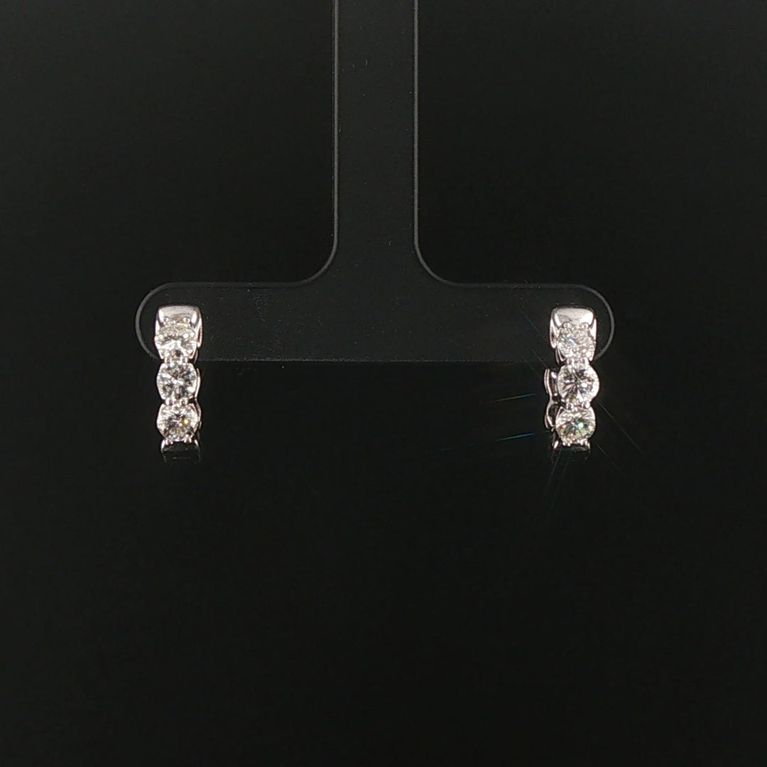 14k White Gold and 1cttw Six Diamond Huggie Earrings