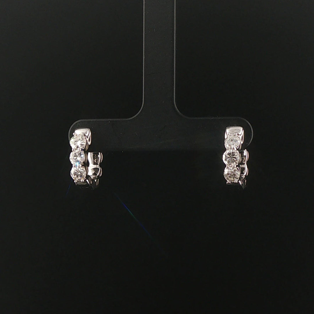 14k White Gold and 1cttw Six Diamond Huggie Earrings