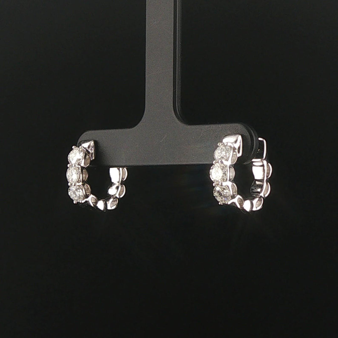 14k White Gold and 1cttw Six Diamond Huggie Earrings