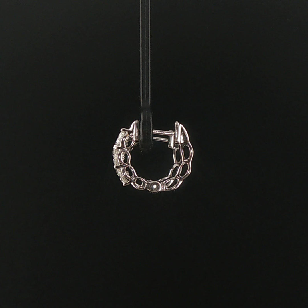 14k White Gold and 1cttw Six Diamond Huggie Earrings