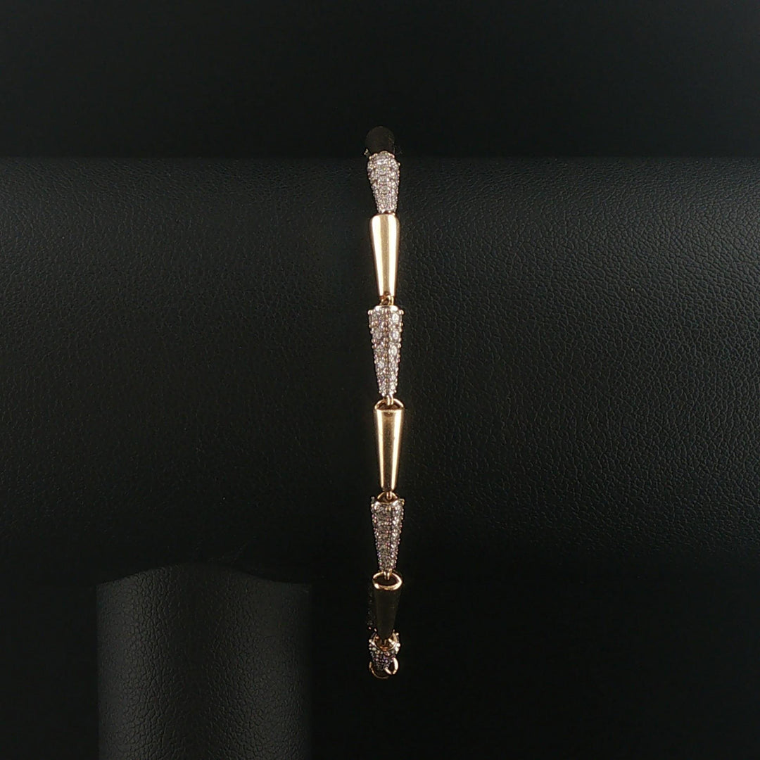 14k Yellow Gold and 1.50cttw Diamond Ladies Vintage Cone Link Bracelet 6" or 7"