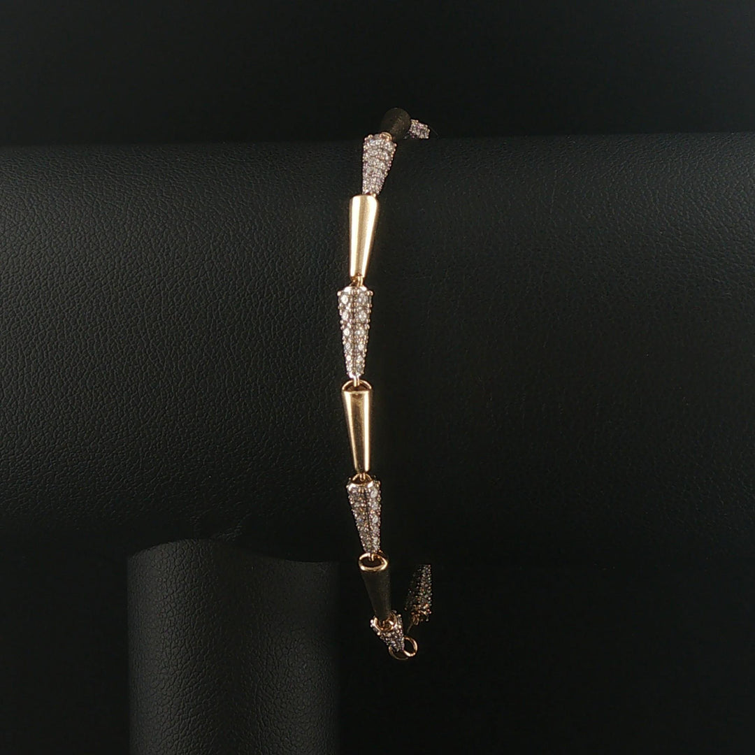 14k Yellow Gold and 1.50cttw Diamond Ladies Vintage Cone Link Bracelet 6" or 7"