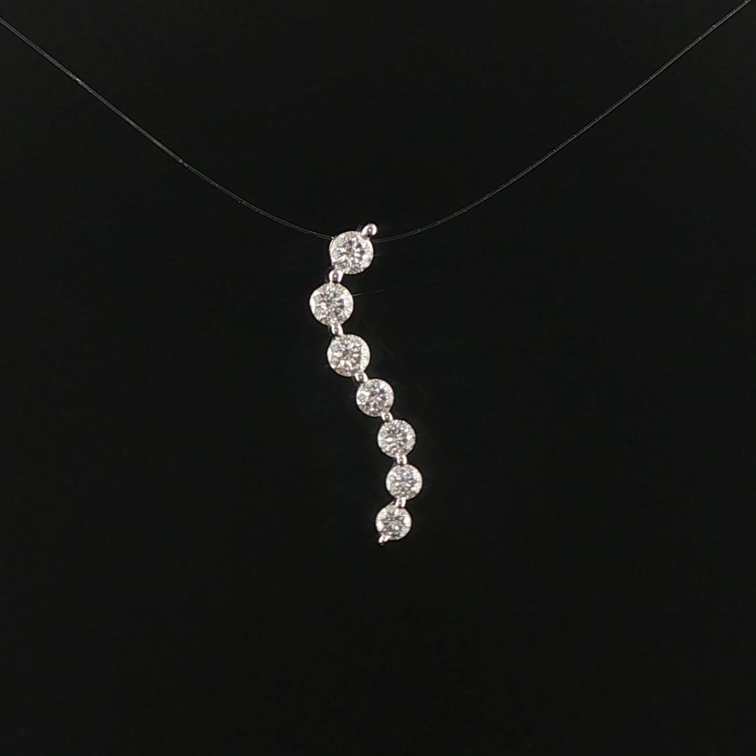 14k White Gold and 0.75cttw Diamond Journey Pendant 1"