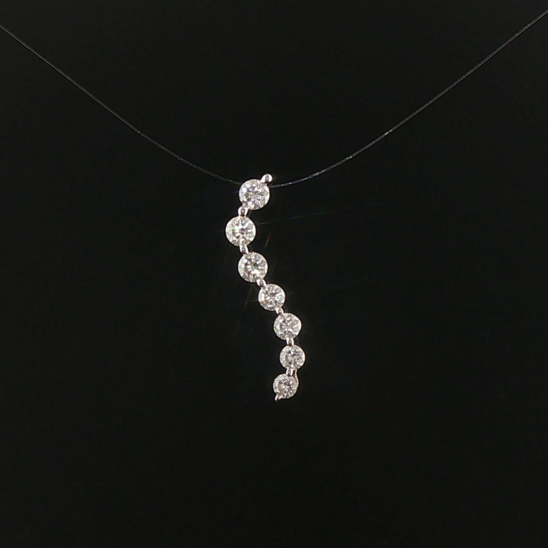 14k White Gold and 0.75cttw Diamond Journey Pendant 1"