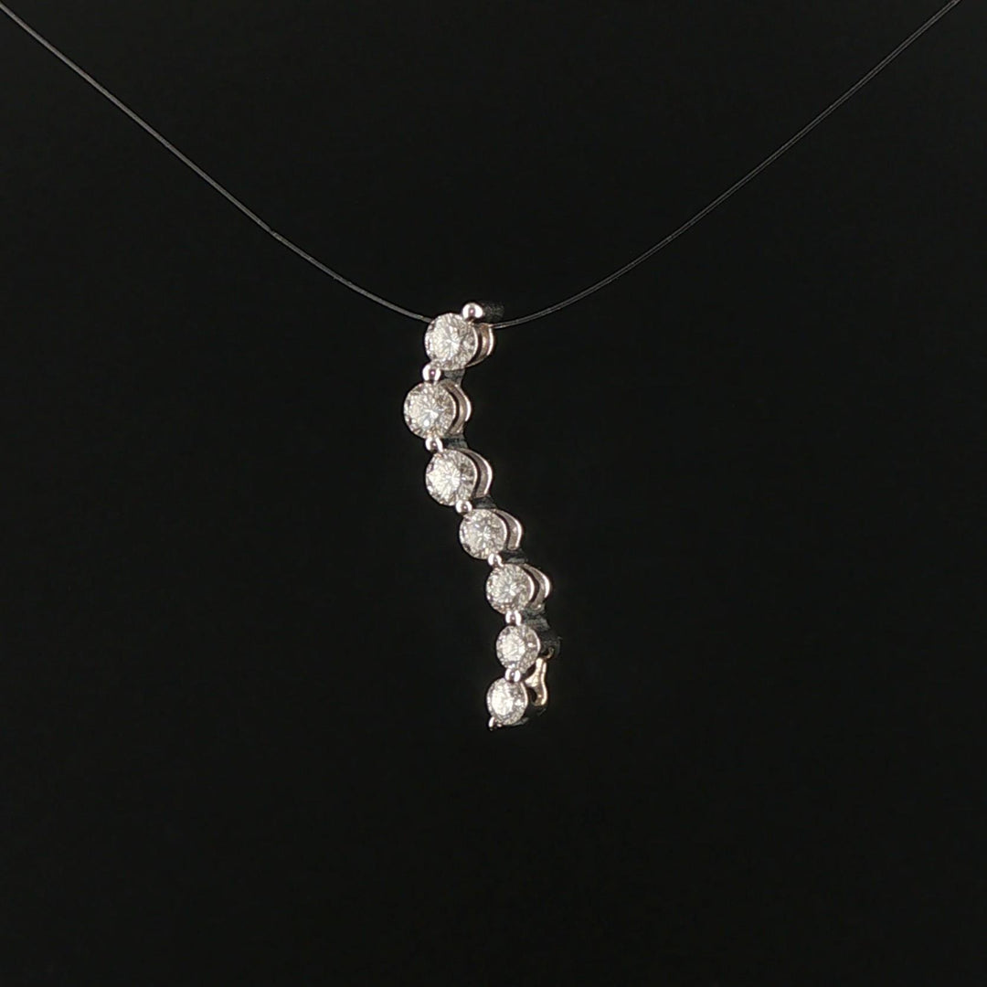 14k White Gold and 0.75cttw Diamond Journey Pendant 1"