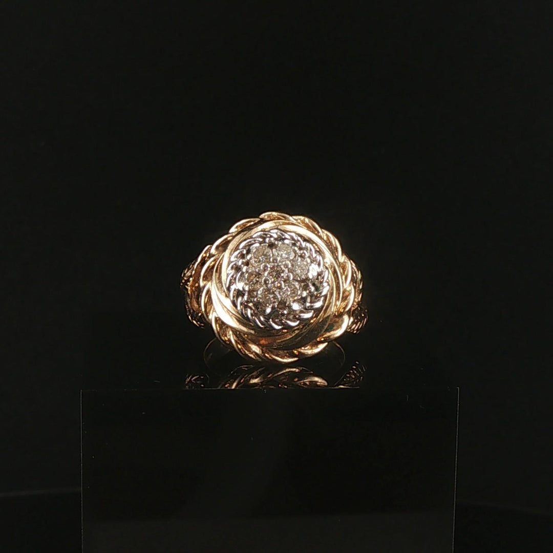 14k Yellow and White Gold 0.45cttw Diamond Vintage Solid Cluster Ring Size 5.75