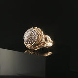 14k Yellow and White Gold 0.45cttw Diamond Vintage Solid Cluster Ring Size 5.75