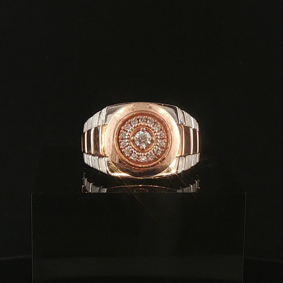14k White and Rose Gold 0.20cttw Diamond Men's Watch Band Ring Size 10.25
