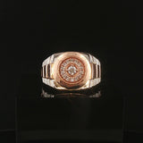 14k White and Rose Gold 0.20cttw Diamond Men's Watch Band Ring Size 10.25